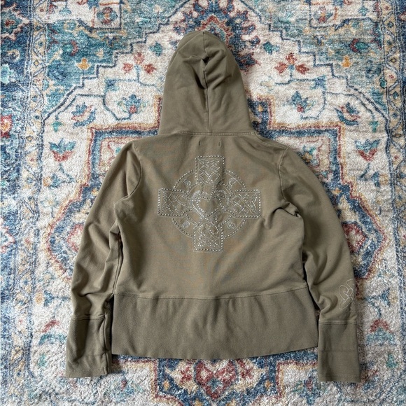 Vintage BCBG Bedazzled Spellout Zip-up Hoodie Small - Picture 2 of 7